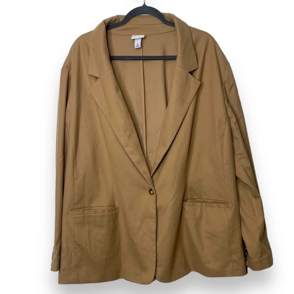 AVA & VIV Brown Plus Size One Button Neural Blazer Size 4X - Picture 2 of 12
